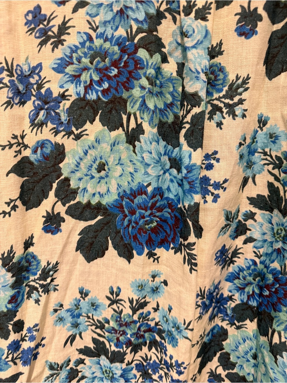 Tuckernuck Linen Floral Ruffle Skirt Blue Cream Dress NWOT XL - Picture 3 of 9